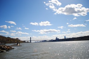 Hudson River - view on George Washington Bridge, New York City