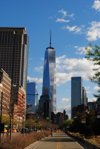 1WTC (middle) & 7WTC (left) seen from West Street, New York City
