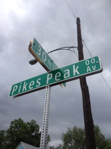 Pikes Peak road sign